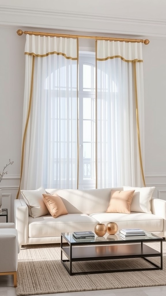 White Curtains with Gold Trim