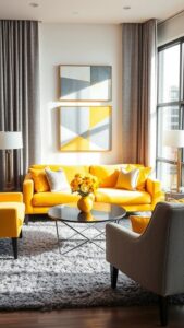 yellow and gray living room decor ideas