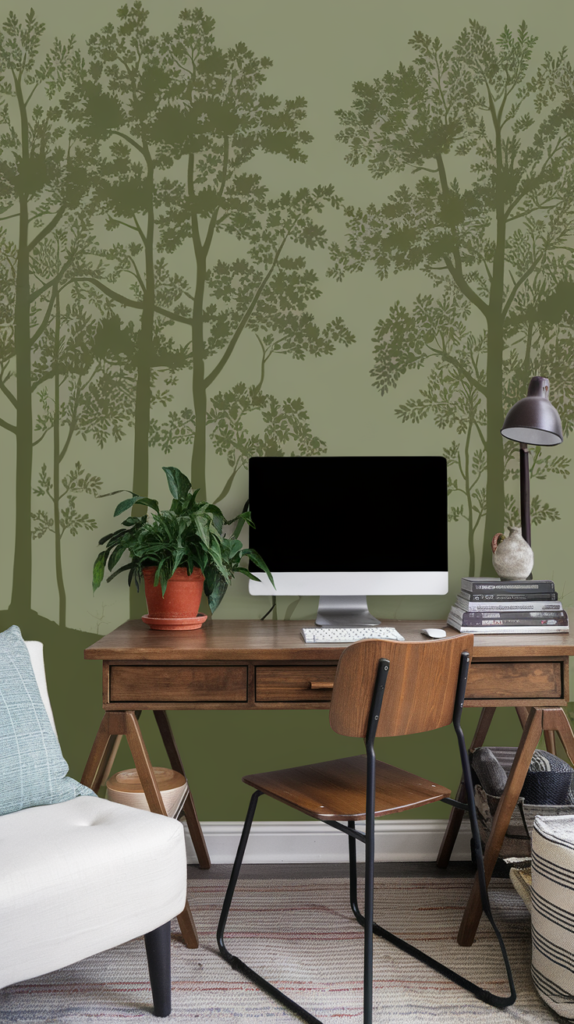 Artistic Wall Mural Workspace