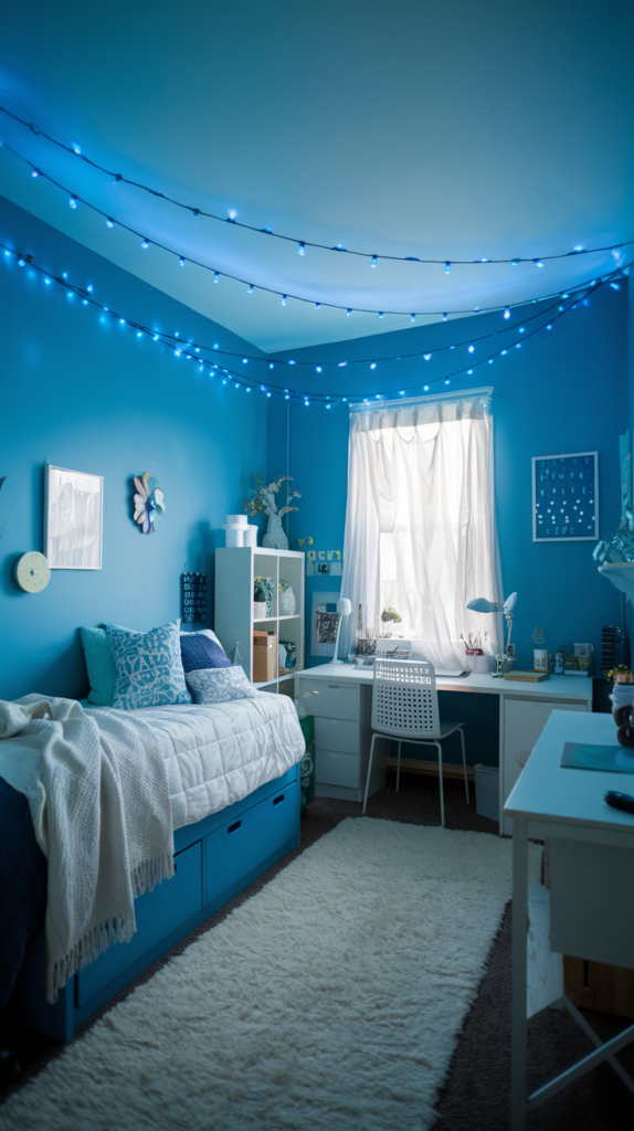 String Lights in Soft Blue Hues