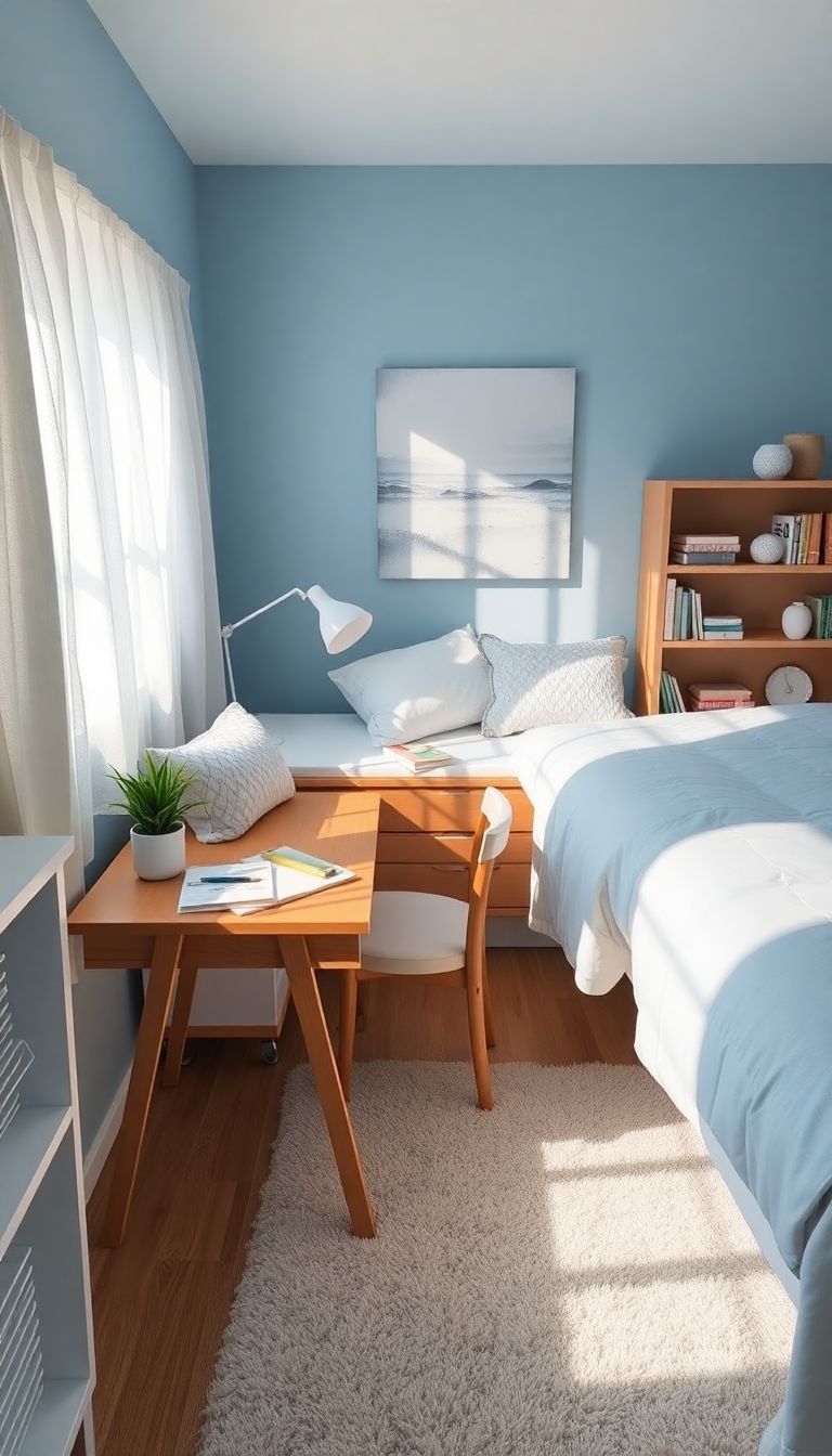 blue dorm room ideas for a serene vib