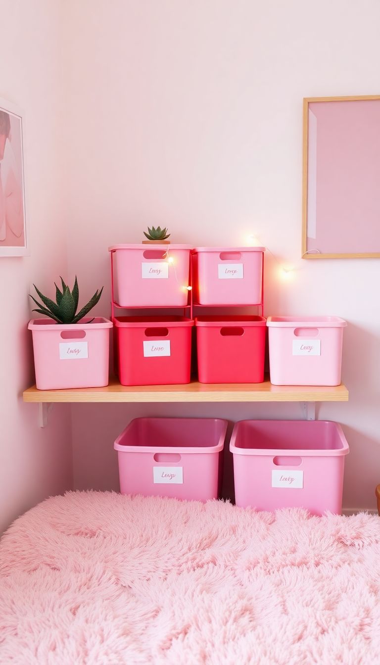 Cute Pink Storage Bins