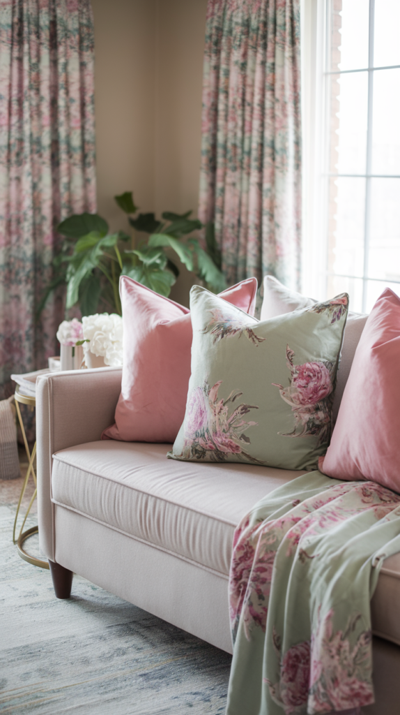 Add Floral Throw Pillows to Living Spaces