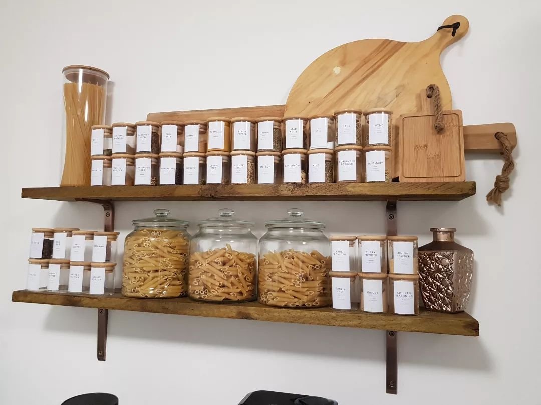 Budget-Friendly Rustic DIY Spice Shelves