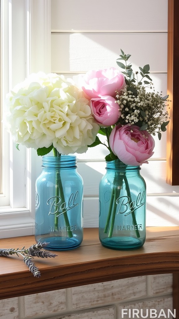 Farmhouse Style Mason Jar Centerpieces