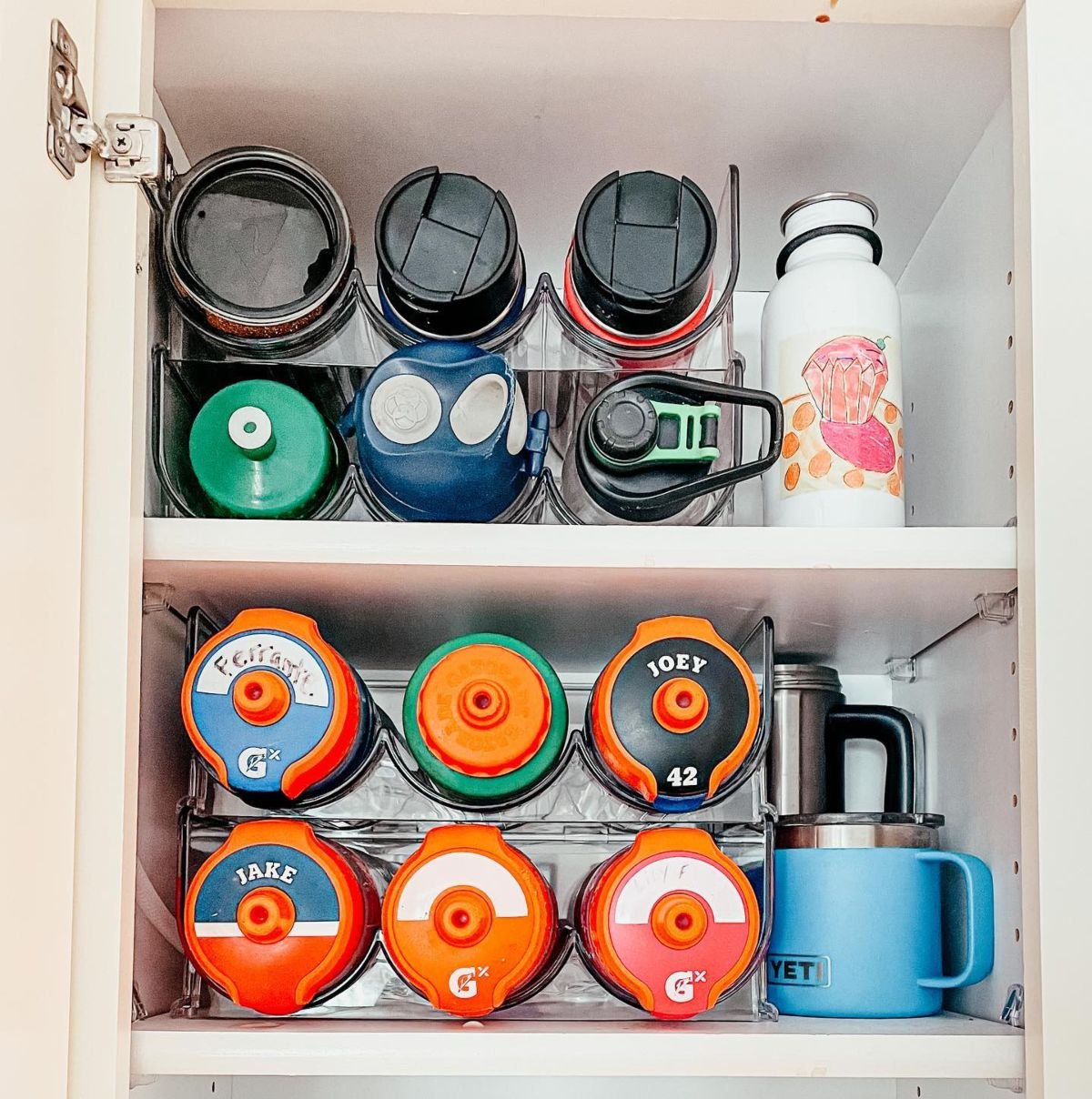 Maximize Kitchen Space with Stacked Bottles