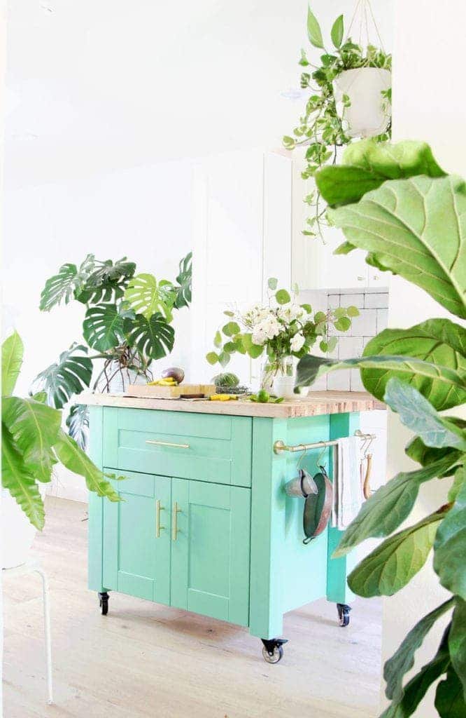 Mobile Farmhouse Kitchen Island Idea