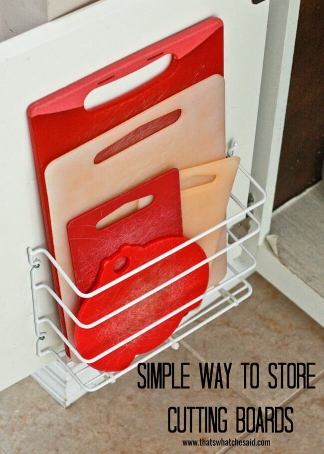 Space-Saving DIY Cutting Board Organizer