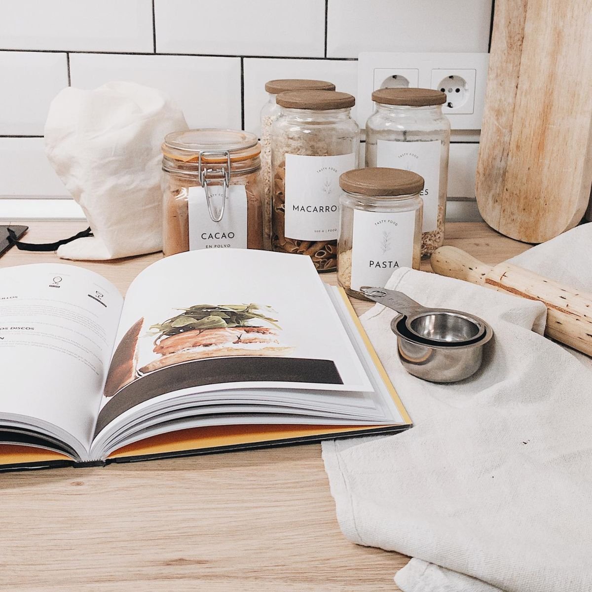 Stylish Labeled Jars for Kitchen Organization