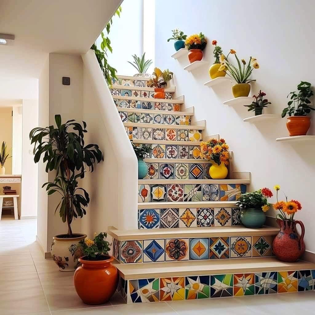 Artistic Staircase Tile Showcase