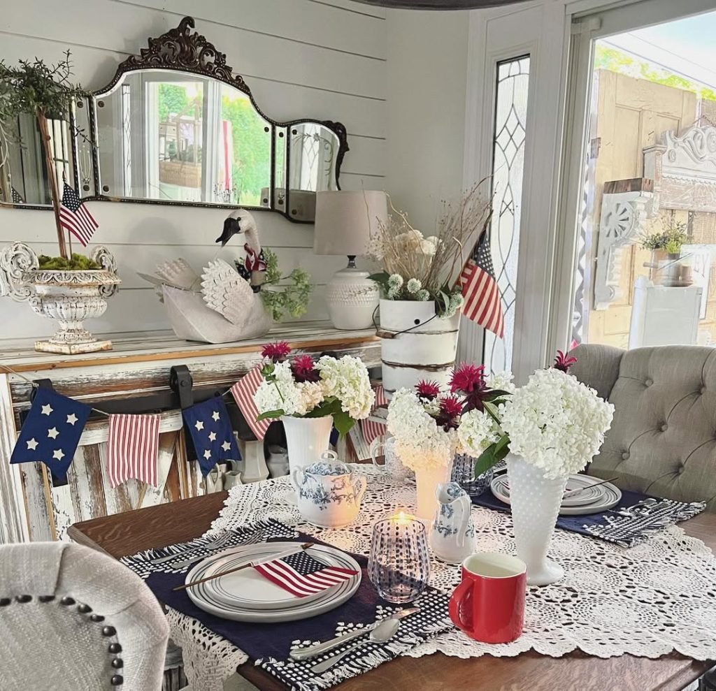 Patriotic Farmhouse Table Setting