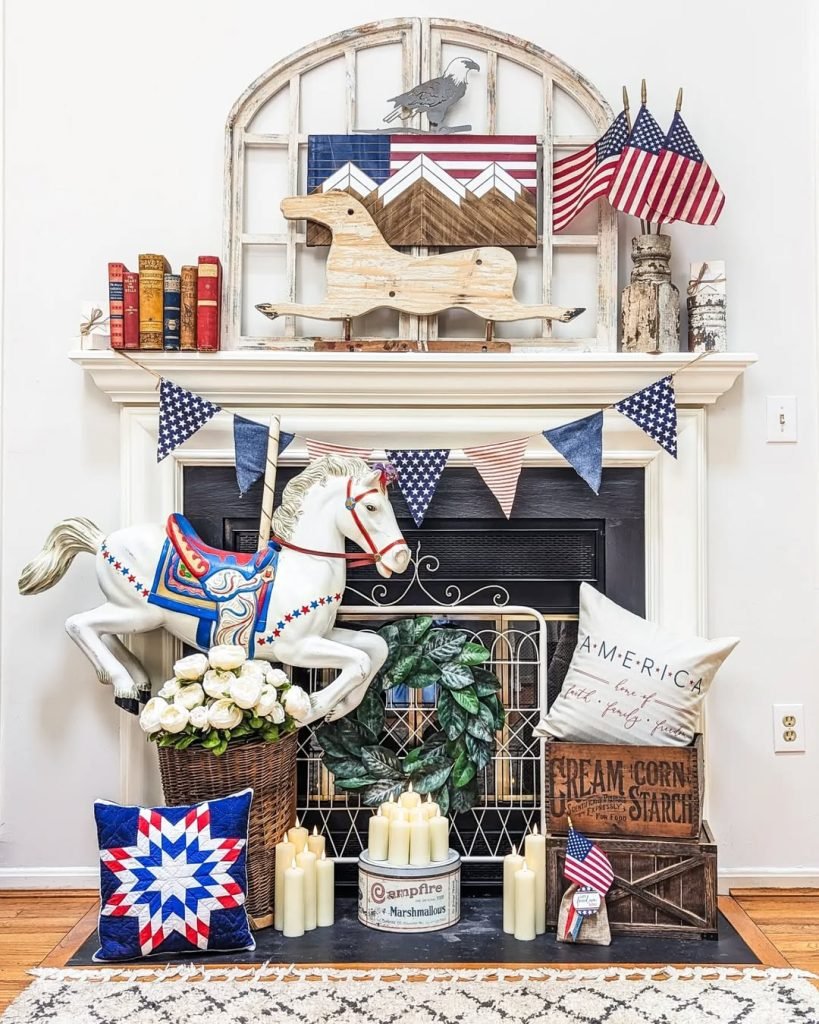 Patriotic Mantel Decor Arrangement
