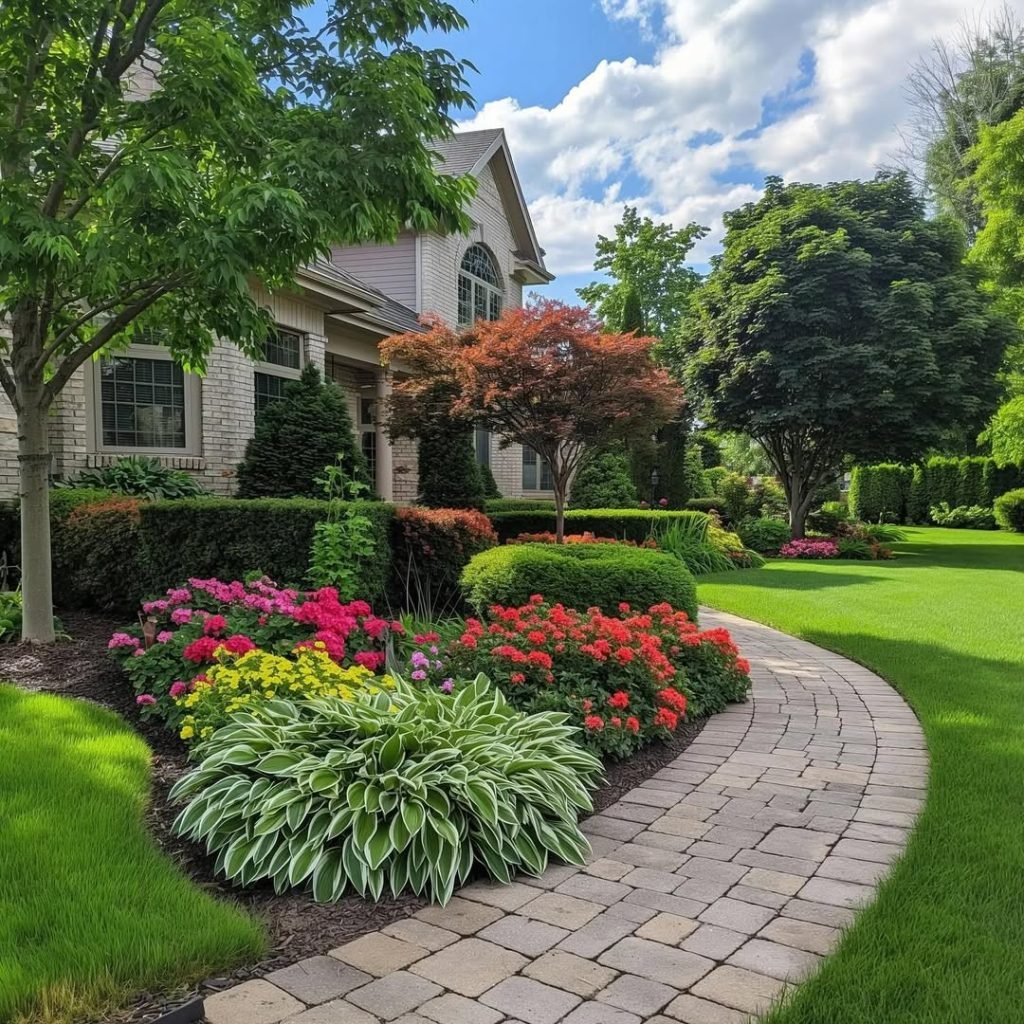 Serene Curved Garden Path