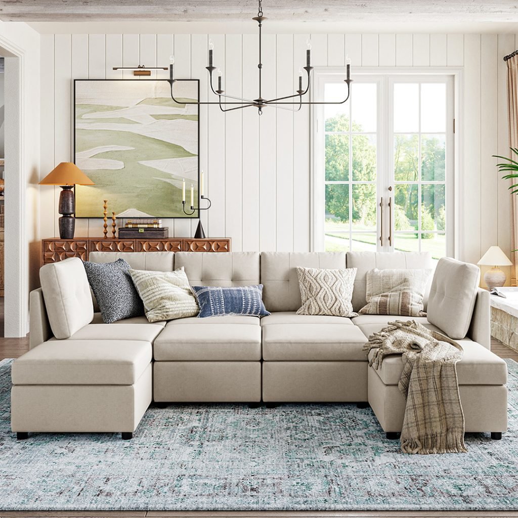 Coastal Farmhouse Living Space