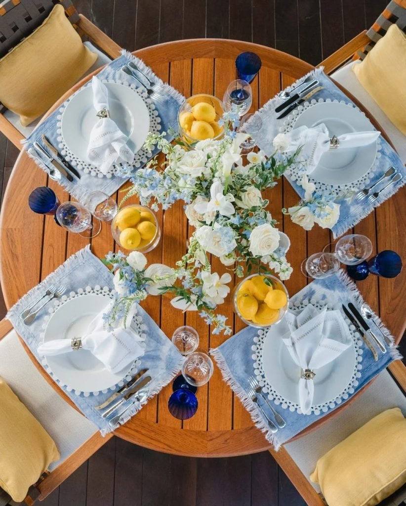 Coastal-Inspired Round Table Setting
