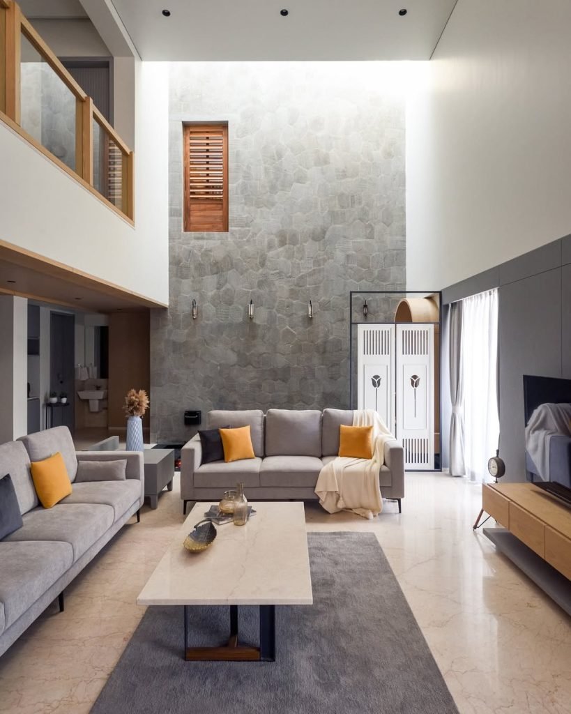 Elegant Double-Height Stone Escape
