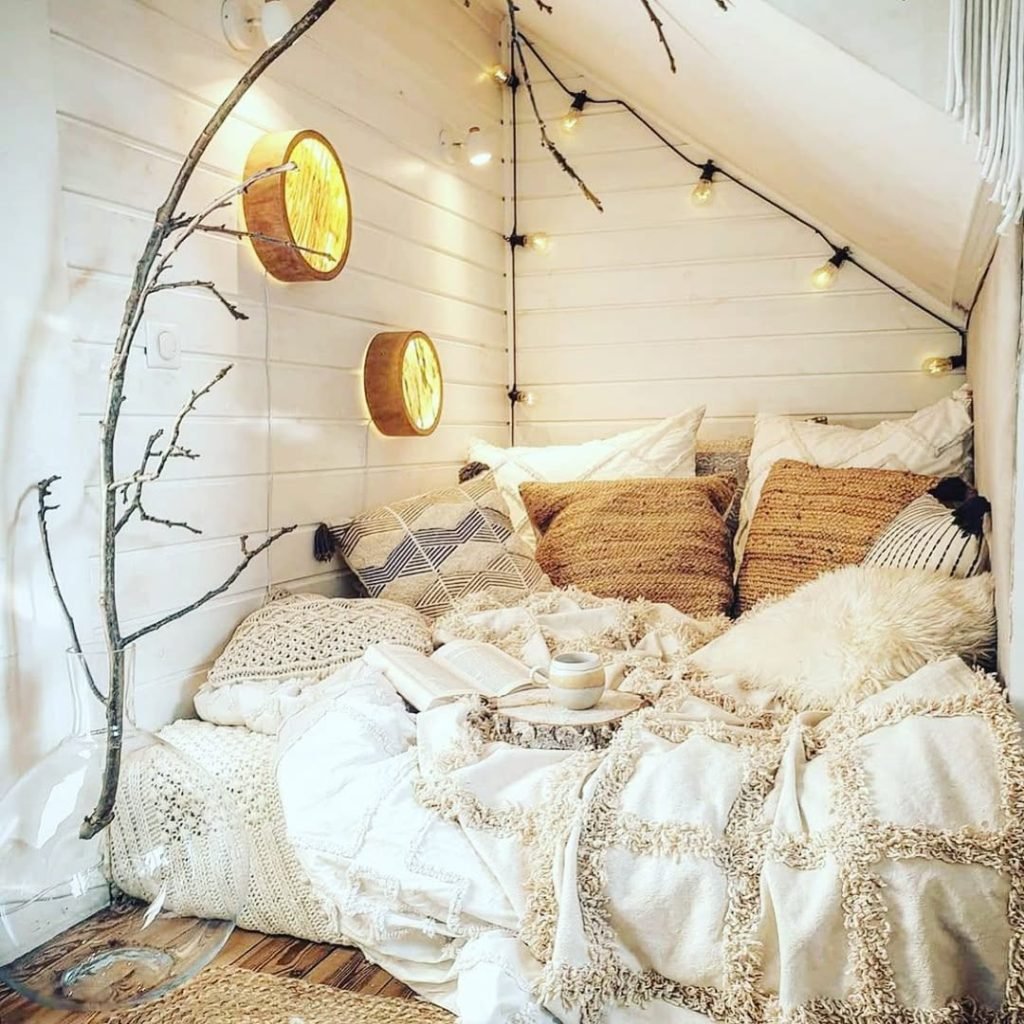 Inviting Boho Reading Area