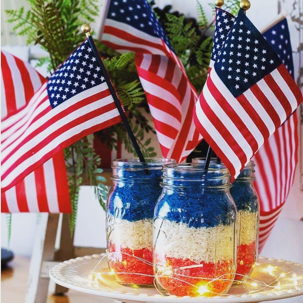 Patriotic Dyed Rice Centerpieces