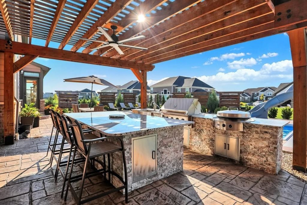Pergola for Poolside Cooking