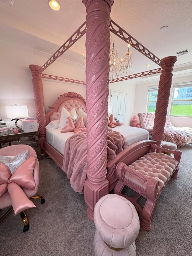 Regal Pink Bedroom Elegance