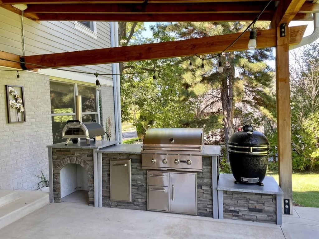 Stone and Steel Outdoor Kitchen