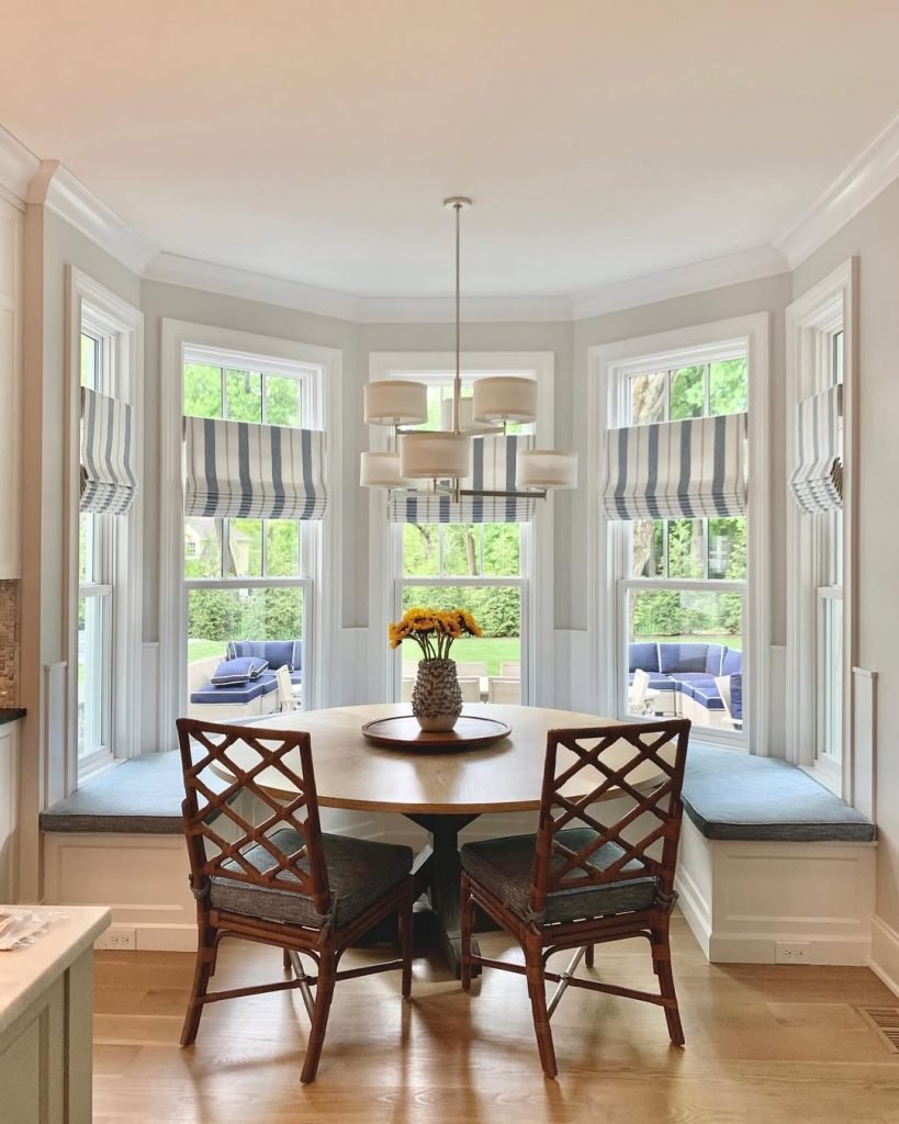 Striped Roman Shades for Breakfast