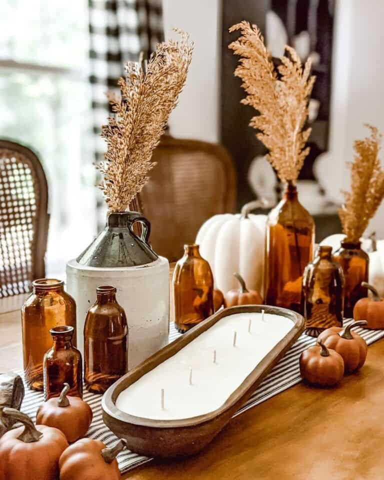 Amber Vase Candle Display