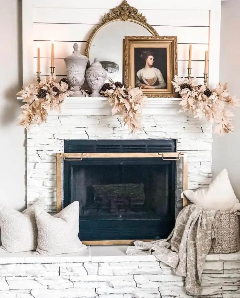 Autumn Décor for White Fireplace