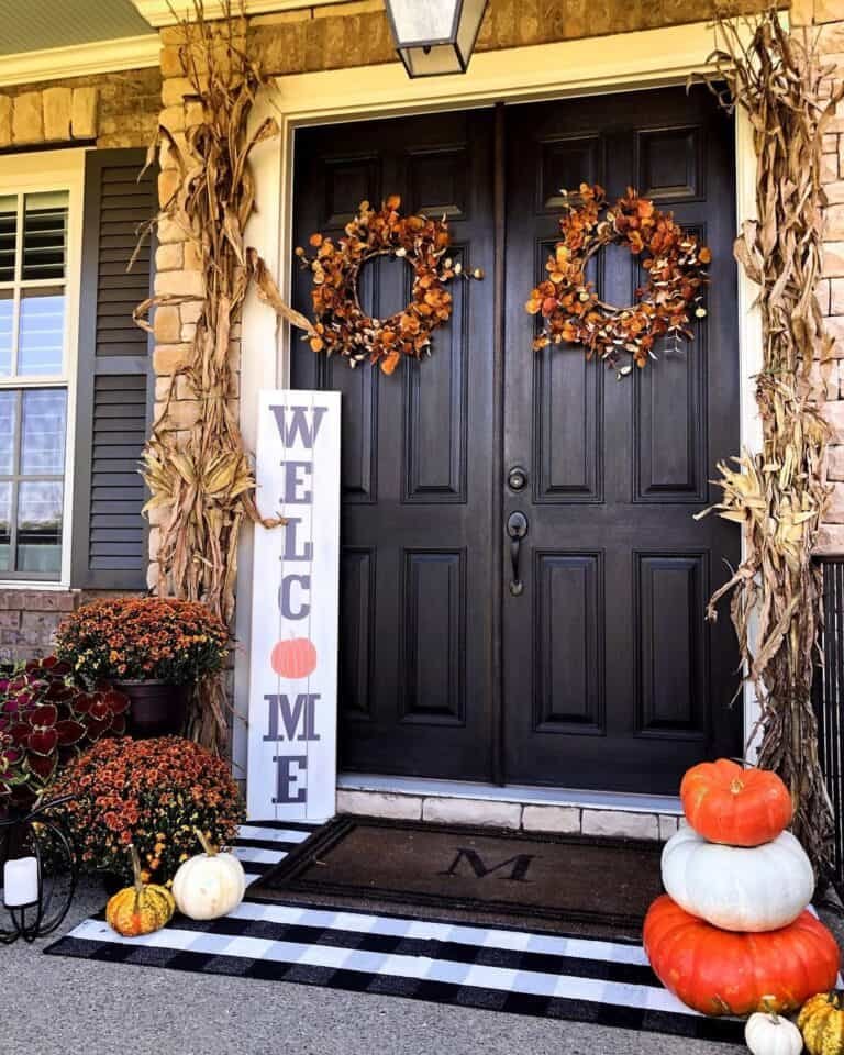 Autumn French Door Decor