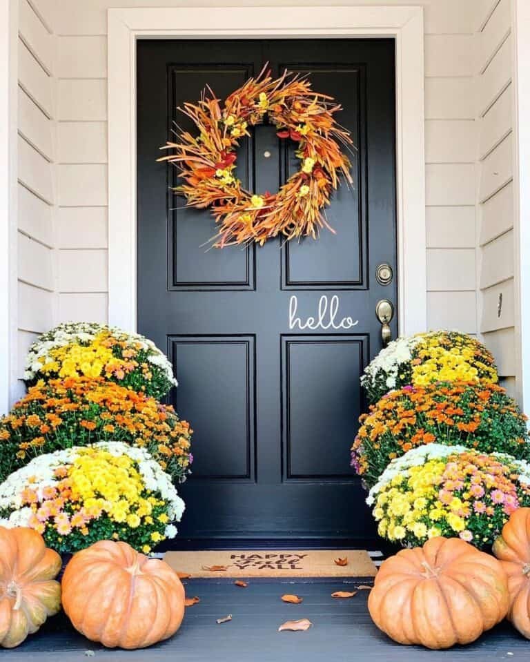 Autumn Wreath and Mums