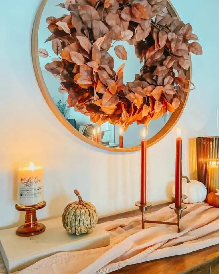 Autumn Wreath Mirror Display