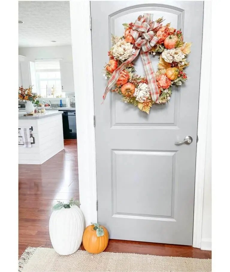 Autumn Wreath on Gray Door