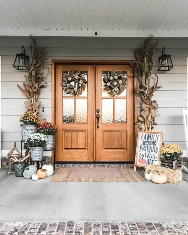 Autumn Wreaths and Corn Stalks