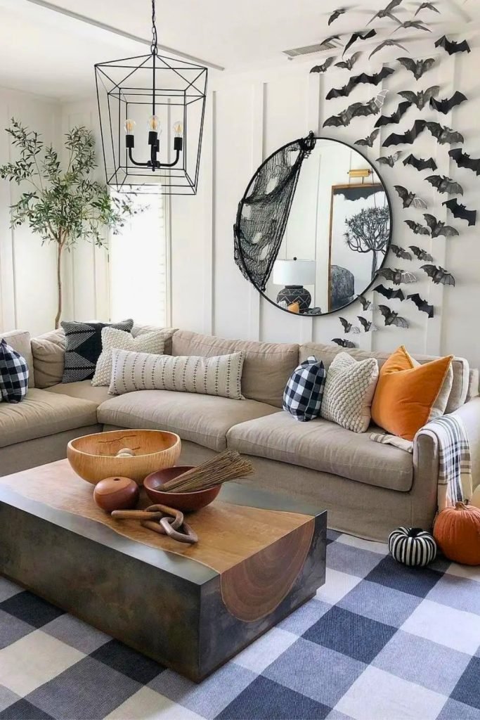 Bat Decor with Plaid Accents