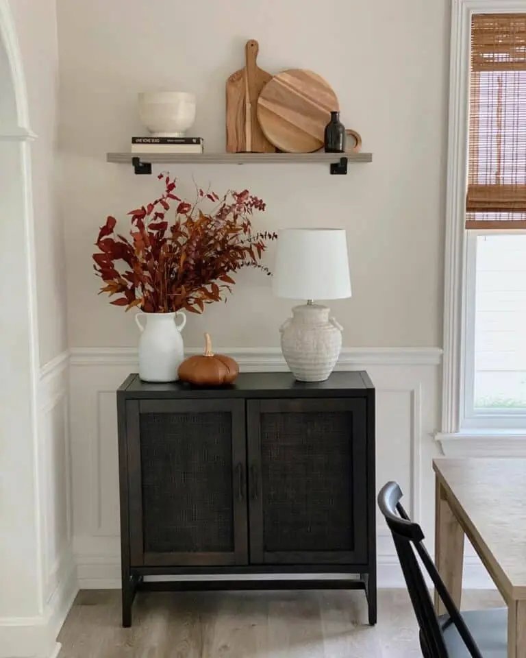 Black Cupboard with Fall Decor