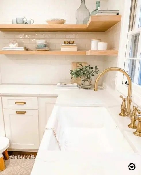 Blond Wood Corner Shelves