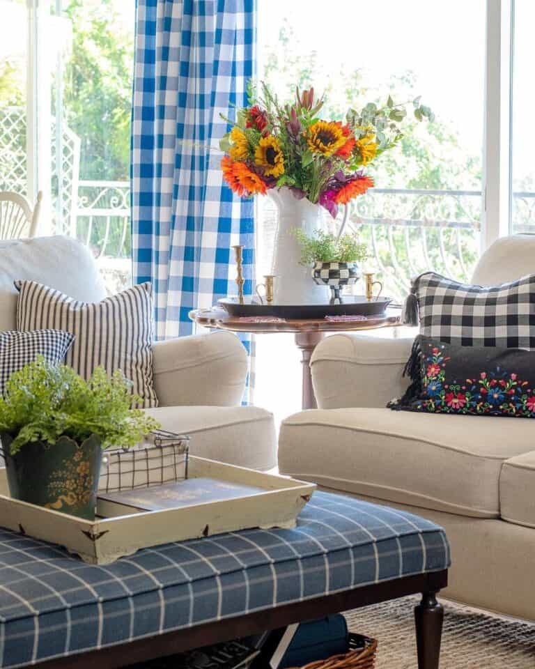 Blue and White Fall Flowers