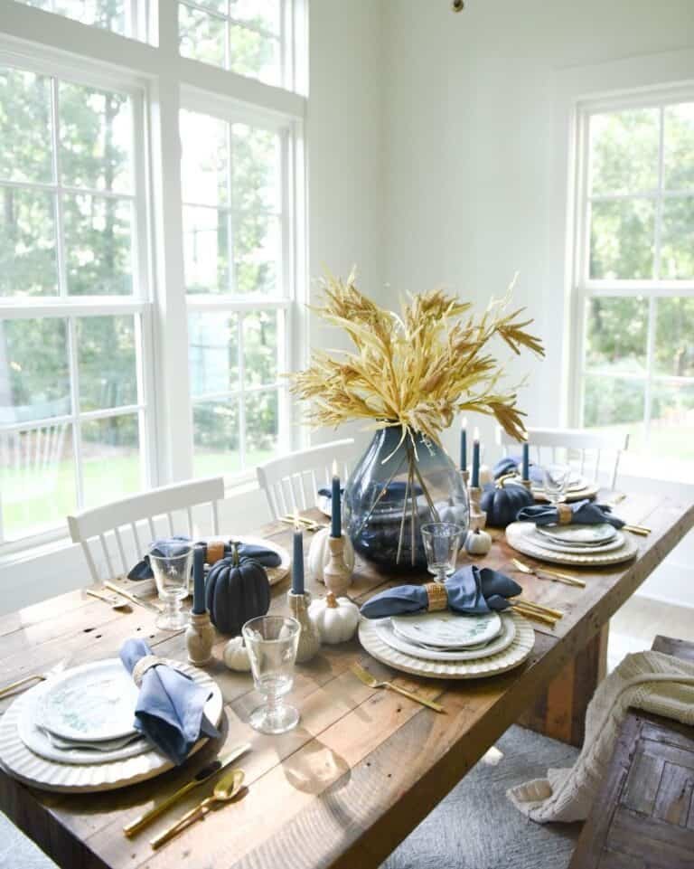 Blue Table Fall Decor