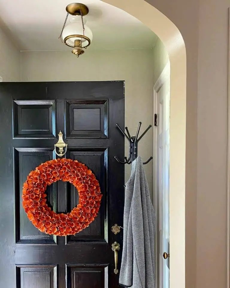 Bright Wreath on Dark Door