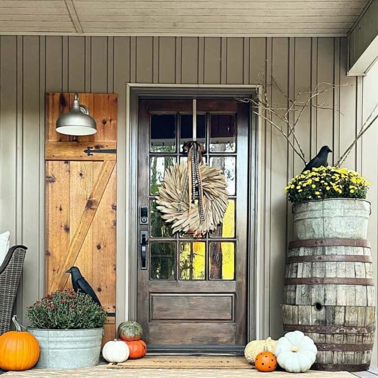 Brown Door Fall Wreath