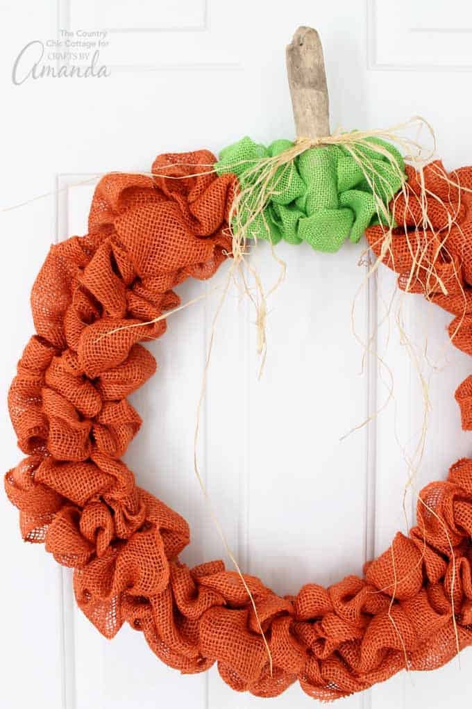 Burlap Pumpkin Wreath Craft