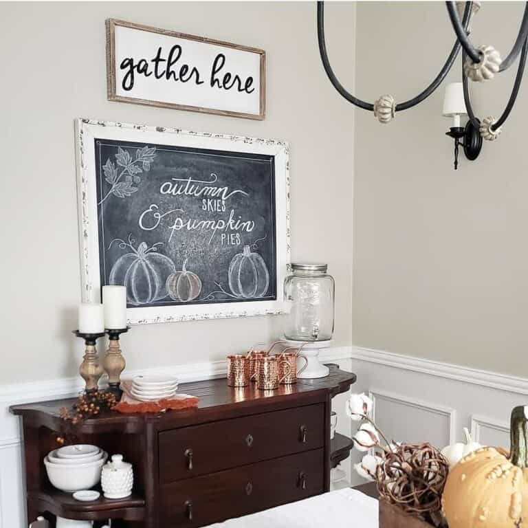 Chalkboard Decor Above Buffet