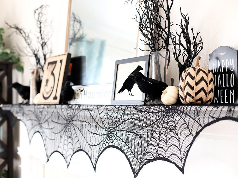 Chic Halloween Mantel Decor