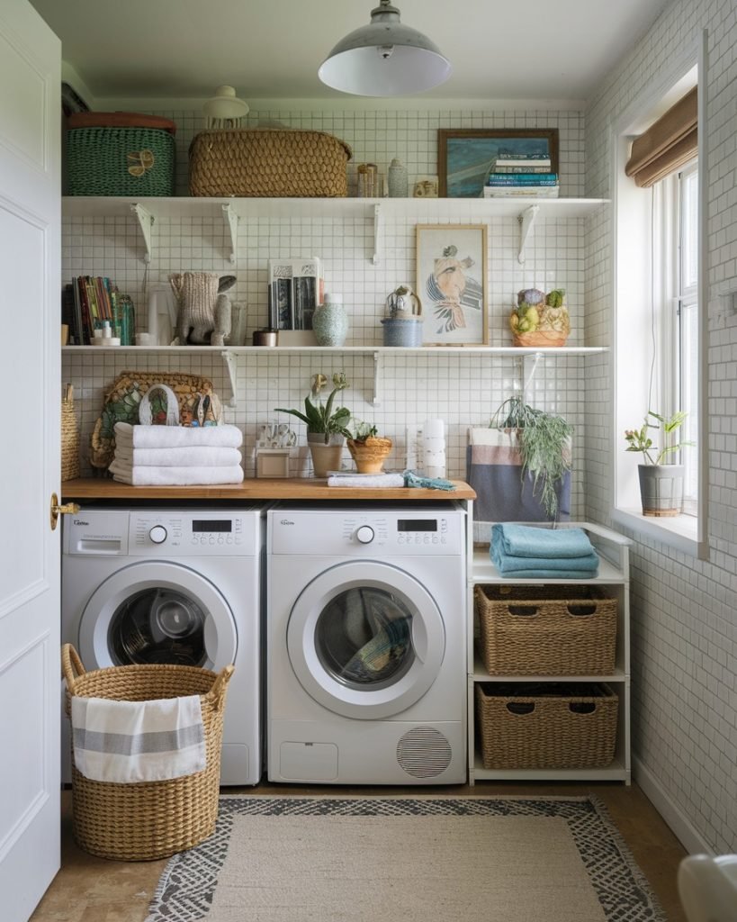 Coastal-Inspired Laundry Space
