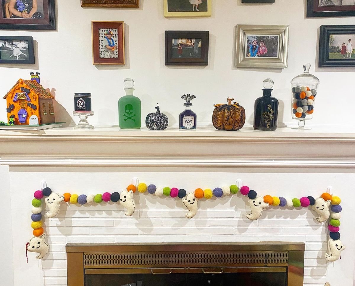 Colorful Halloween Mantle Decor