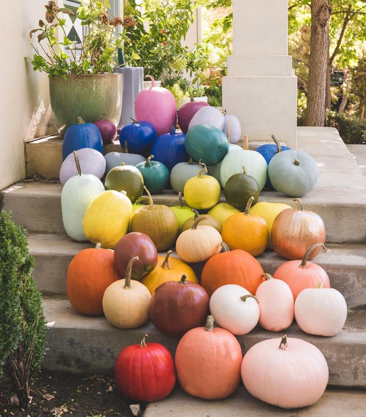 Colorful Spray Painted Pumpkins