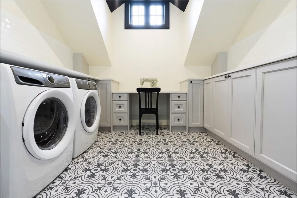 Cozy Basement Laundry Space