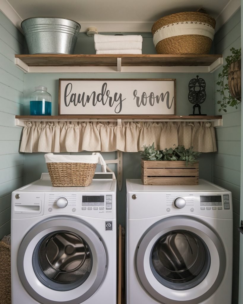 Cozy Farmhouse Laundry Space