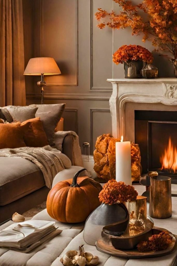 Cozy Fireplace Autumn Decor