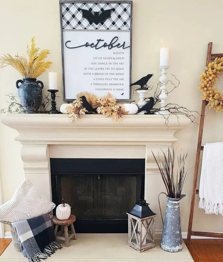 Crow-themed Fireplace Decor